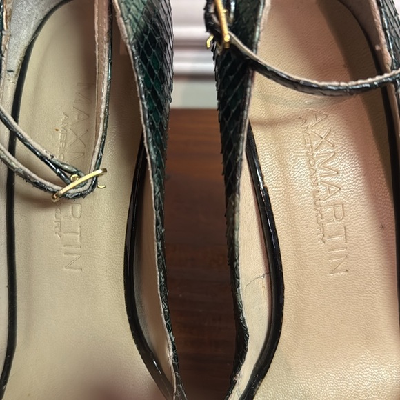 MAXMARTIN  Dark Green Snakeskin Heels 7.5 - Picture 6 of 7
